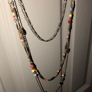 Multi color gold layered necklace